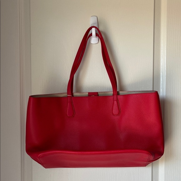 NWT Tory Burch Brody Tote Liberty Red/Beige Pebbled Leather - Picture 6 of 11